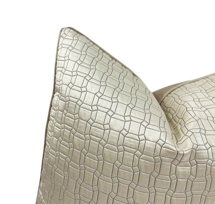 Champagne Gold Geometric Satin Cushion Cover