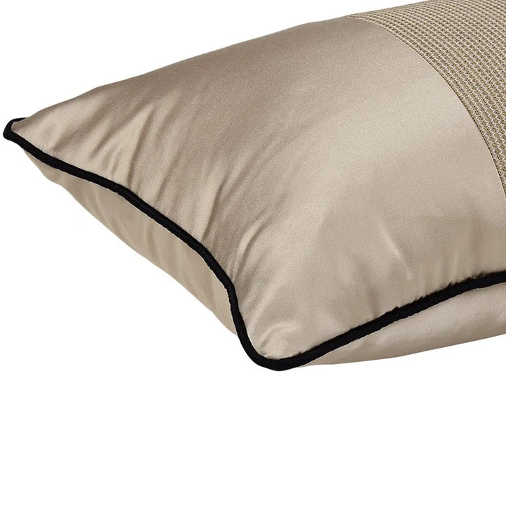 Taupe Velvet Piped Border Bolster Cushion