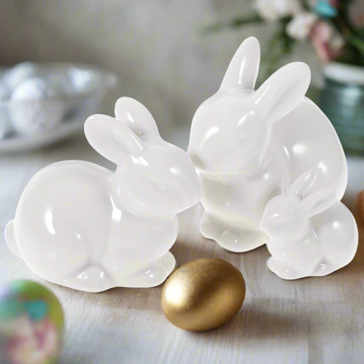 Set of 3 Ceramic Easter Bunny Ornaments