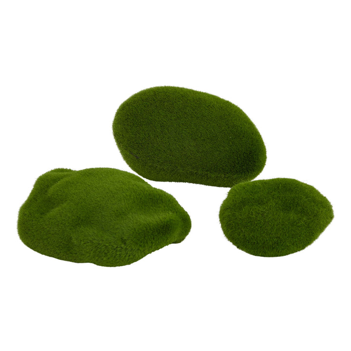 Set of 3 Faux Moss Pebbles