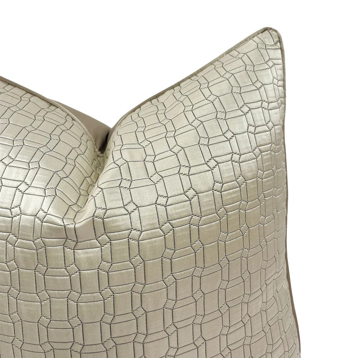 Champagne Gold Geometric Satin Cushion Cover