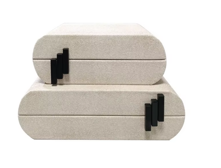 faux shagreen storage boxes