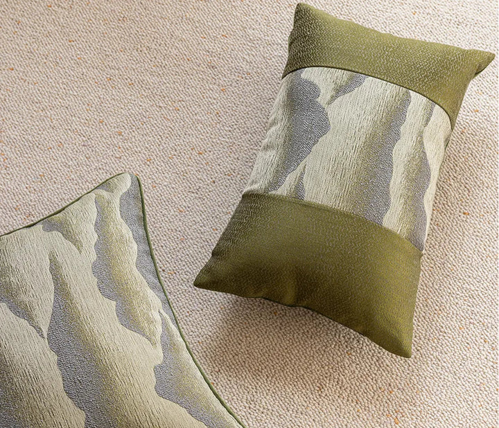 Serenity Olive Green Textured Satin Cushion Cover
