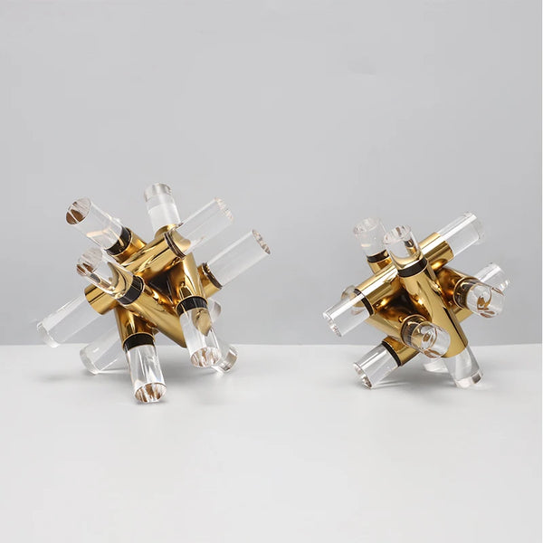 Set of 2 Antique Brass Clear Acrylic Knot Ornament