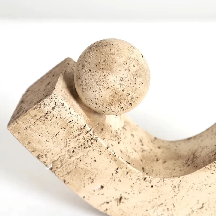 Neutral Travertine Abstract Sculpture