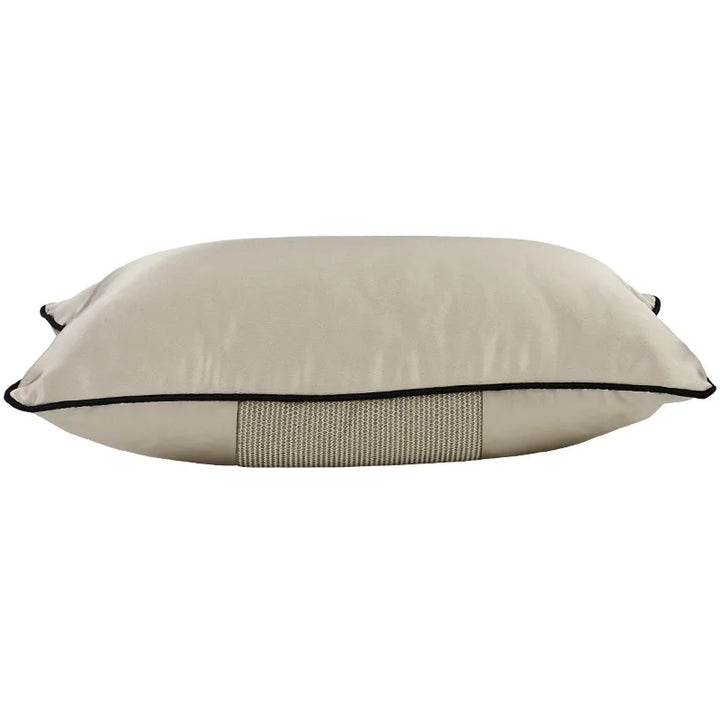 Taupe Velvet Piped Border Bolster Cushion