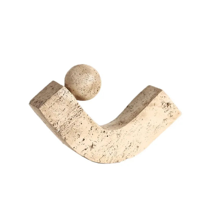 Neutral Travertine Abstract Sculpture