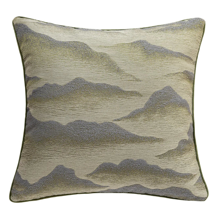 Serenity Olive Green Abstract Satin Cushion