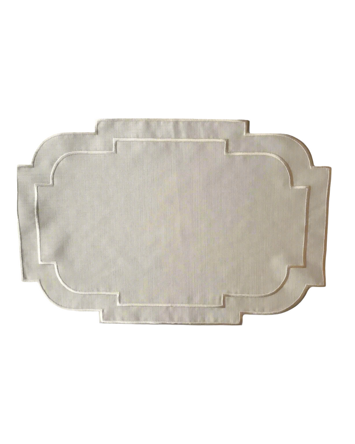 Set of 6 White Embroidered Stain-Resistant Placemats
