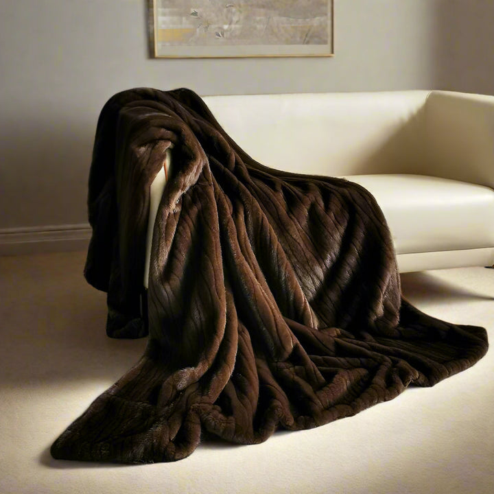 Chocolate Brown Heavy Faux Fur Throw