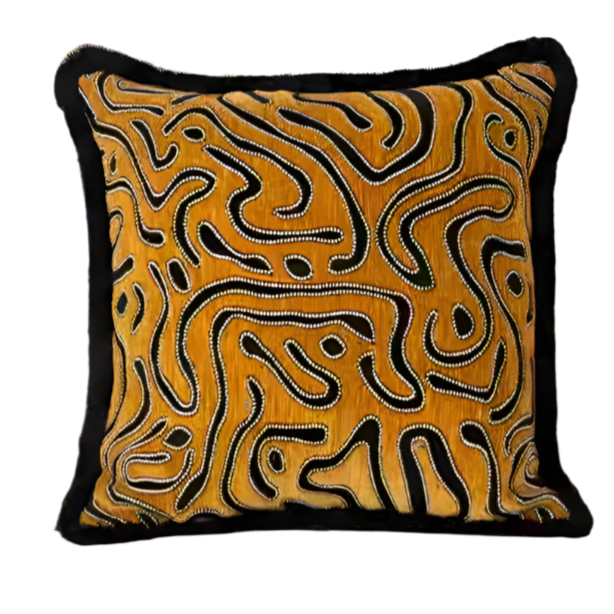 Abstract Fringe Border Square Cushion