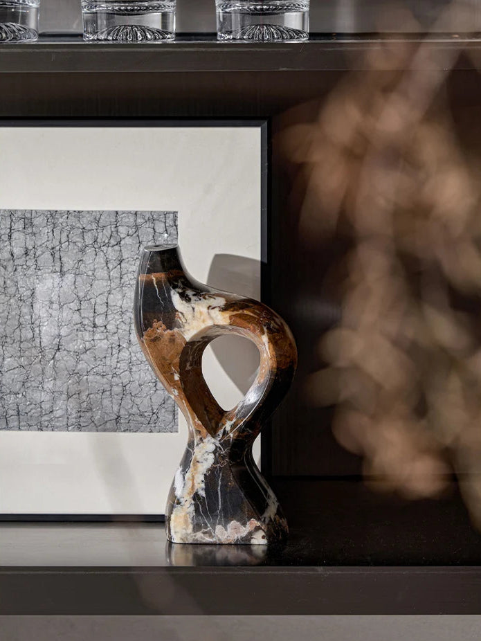 Golden Emperador Marble Abstract Sculpture