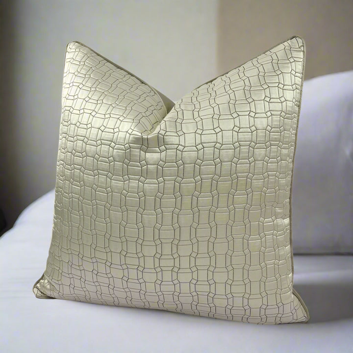 Champagne Gold Geometric Satin Cushion Cover