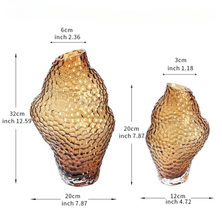 size guide of Amber Abstract Dimple Glass Vase
