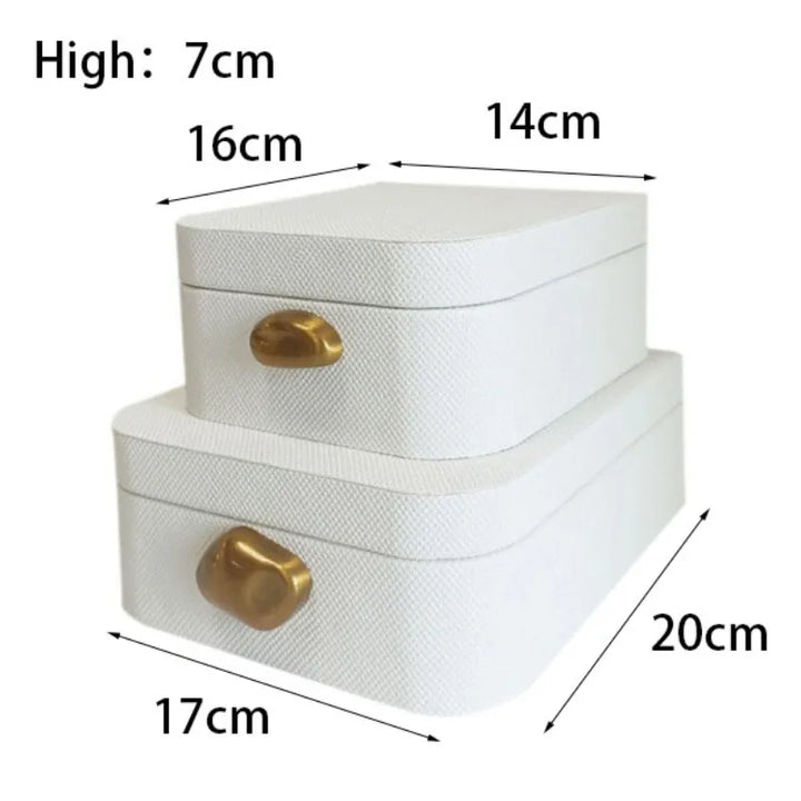 White Textured Leather Decorative Box