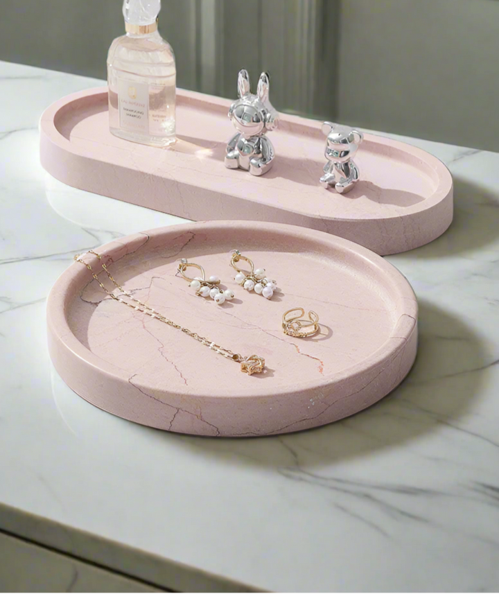 small Pink Rosa Levante Round Marble Tray